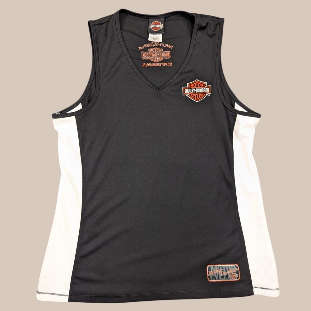 Harley-Davidson Women's Side Stripe Tank Top St. Petersburg Sz XL Biker Grunge